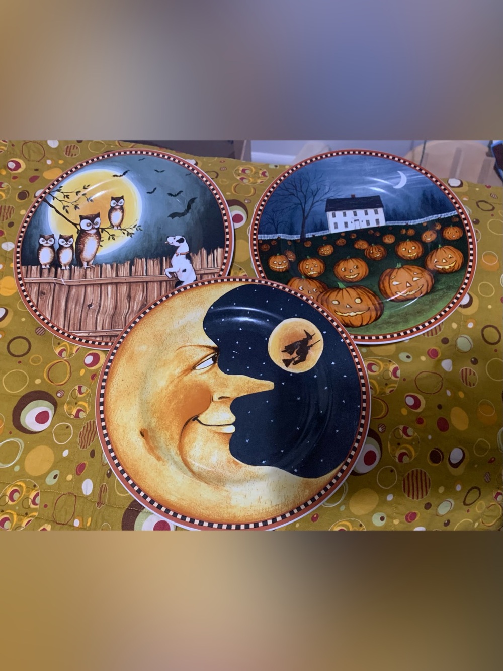 David Carter Brown - PUMPKIN HOLLOW SALAD PLATES Sakura Halloween Set Of 3